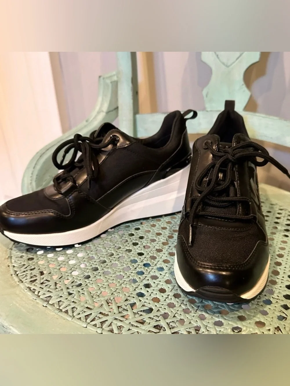 Michael Kors Black and White Platform Sneakers